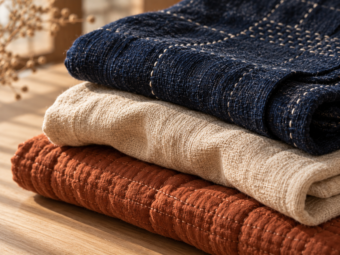 Textiles japonais indigo et mètre de couturière