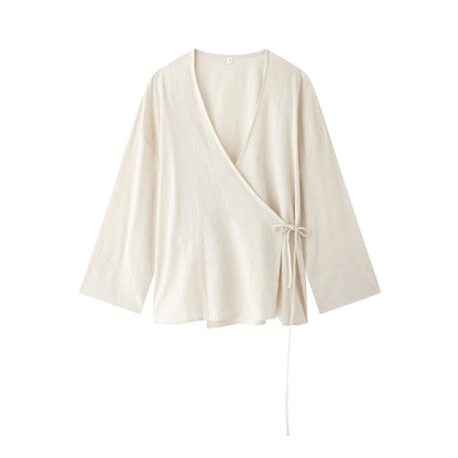 Ensemble kimono femme fluide avec pantalon taille haute à poches