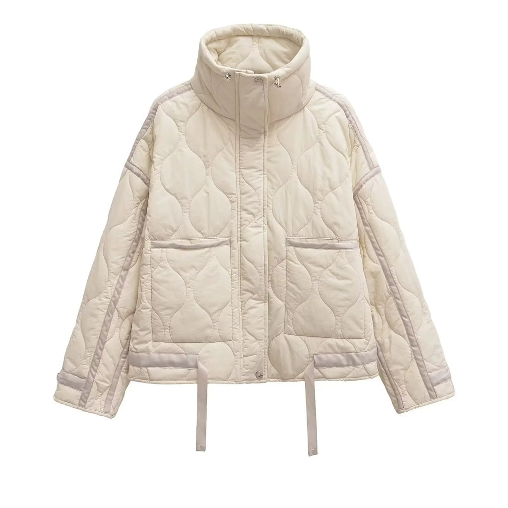 Veste matelassée courte femme Himawari blanc cassé - vue produit de face