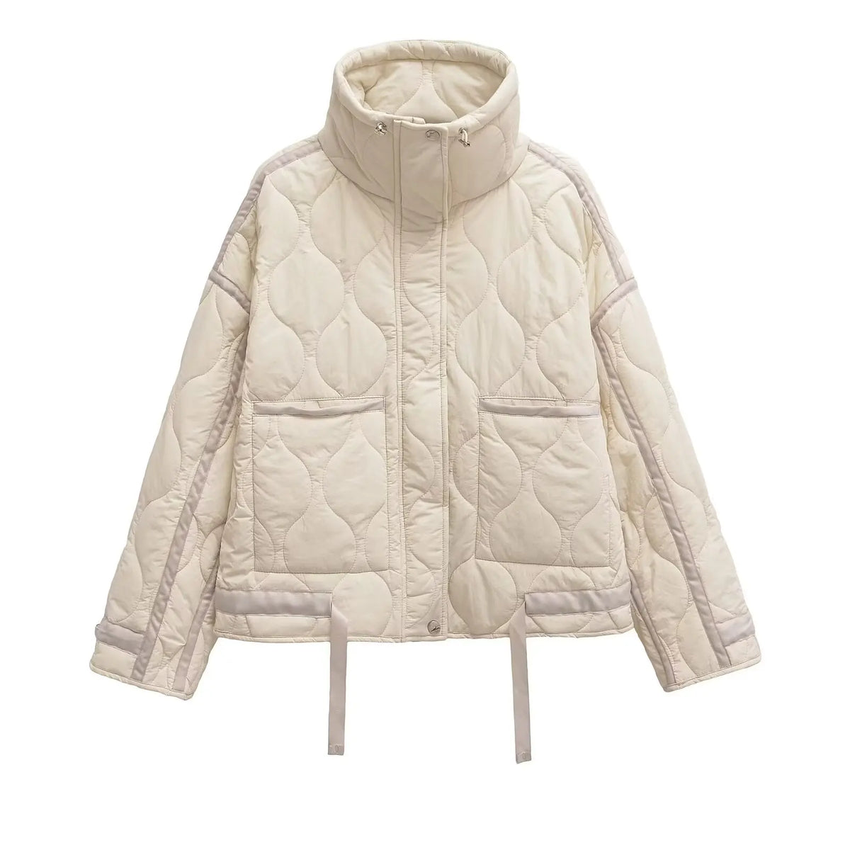 Veste matelassée courte femme Himawari blanc cassé - vue produit de face