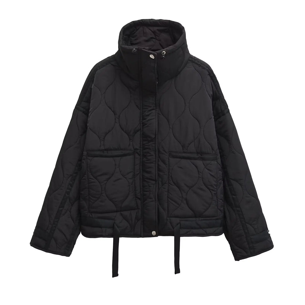 Veste matelassée courte femme Himawari noire - vue produit de face