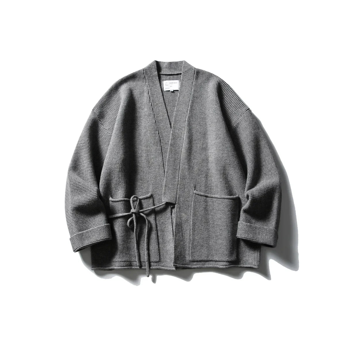 Cardigan kimono femme Akari gris en maille cotelee vue de face
