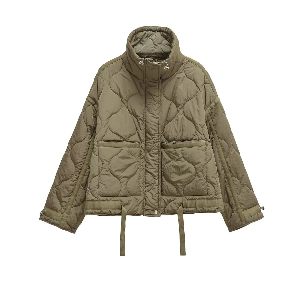 Veste matelassée courte femme Himawari kaki - vue produit de face