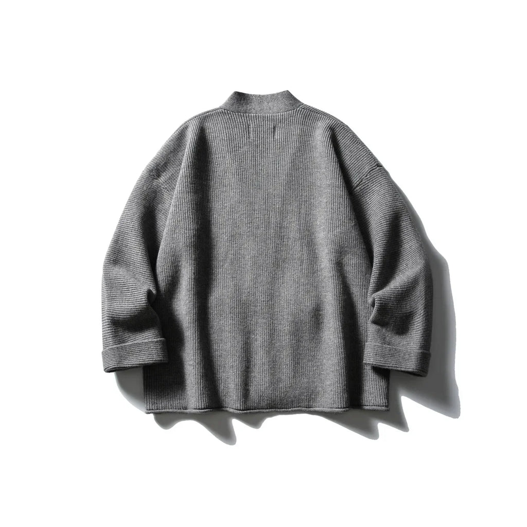 Cardigan kimono femme Akari gris en maille cotelee vue de dos