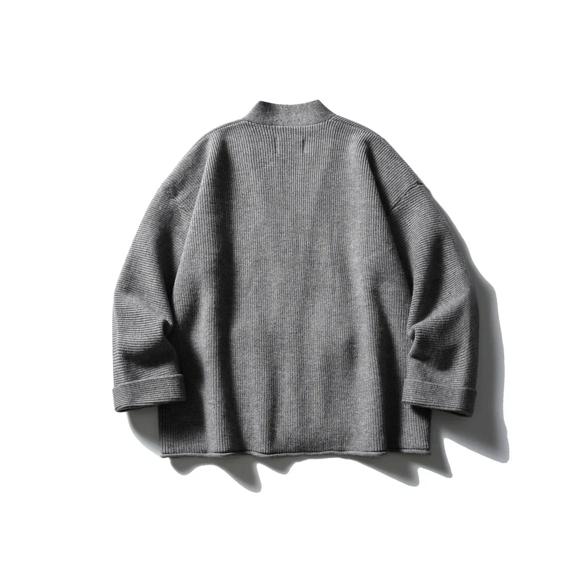 Cardigan kimono femme Akari gris en maille cotelee vue de dos