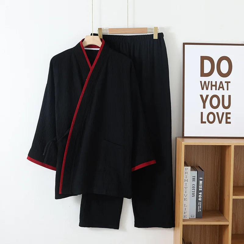 Ensemble pyjama kimono homme Komori noir - vue fournisseur