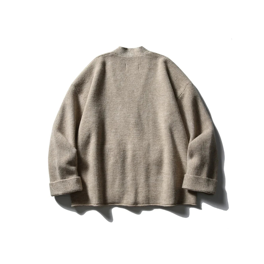 Cardigan kimono femme Akari beige en maille cotelee vue de dos