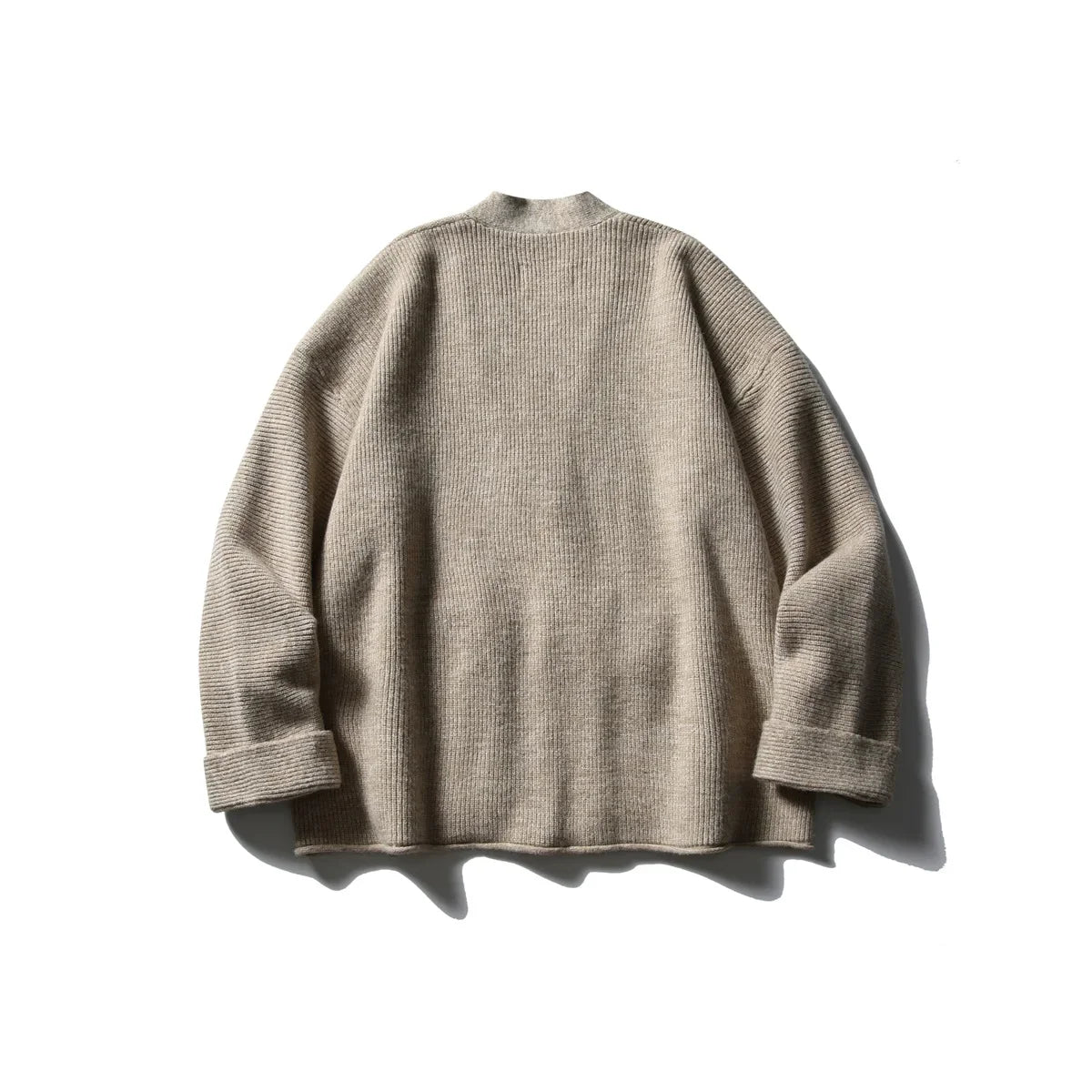 Cardigan kimono femme Akari beige en maille cotelee vue de dos