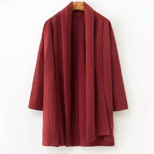 Veste haori longue homme Azami bordeaux - vue produit de face