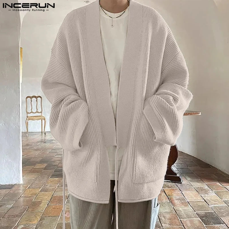 Veste kimono tricotée homme Shizuku beige détail de face