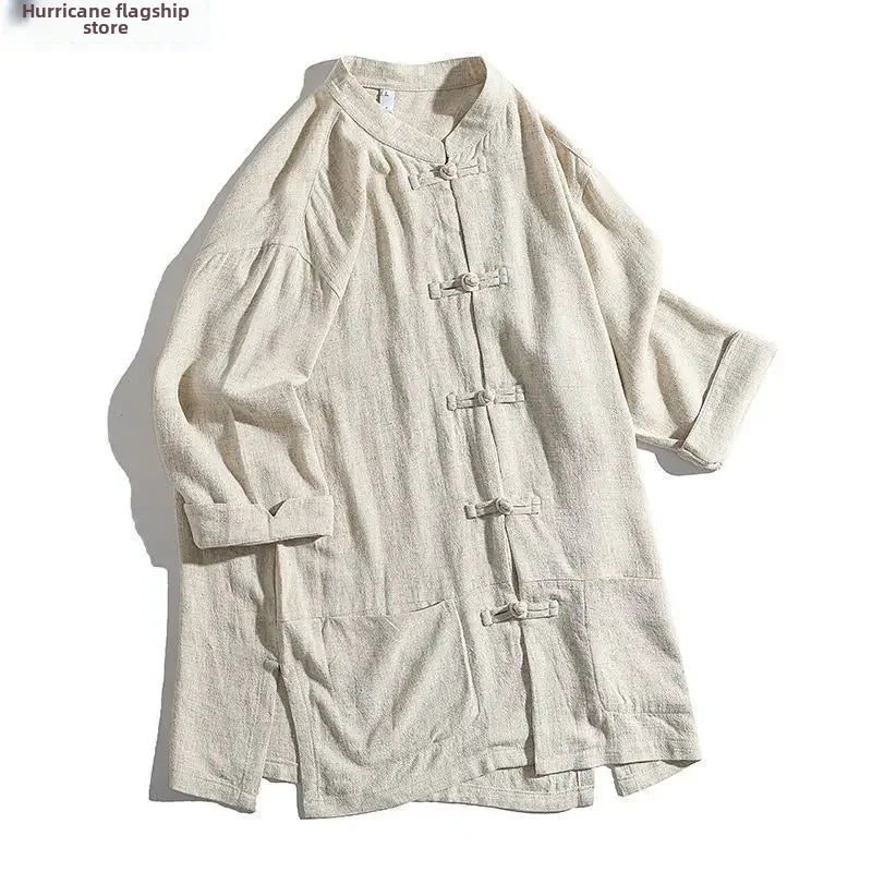 Veste chinoise homme Urara chanvre - photo fournisseur a plat
