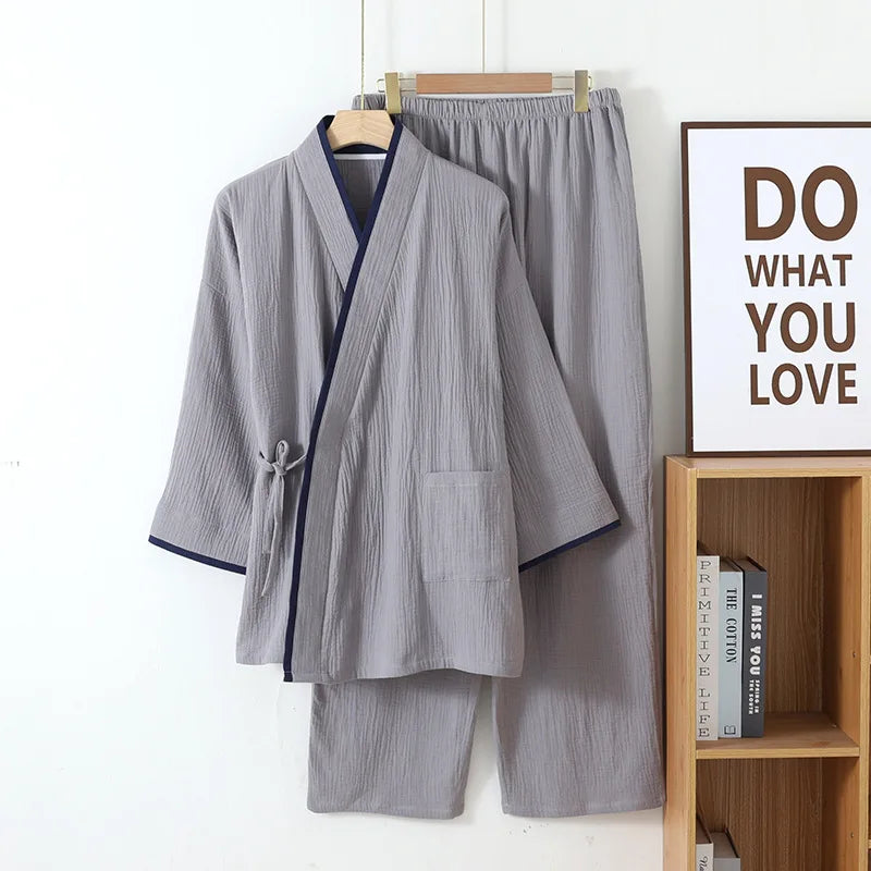 Ensemble pyjama kimono homme Komori gris - vue fournisseur