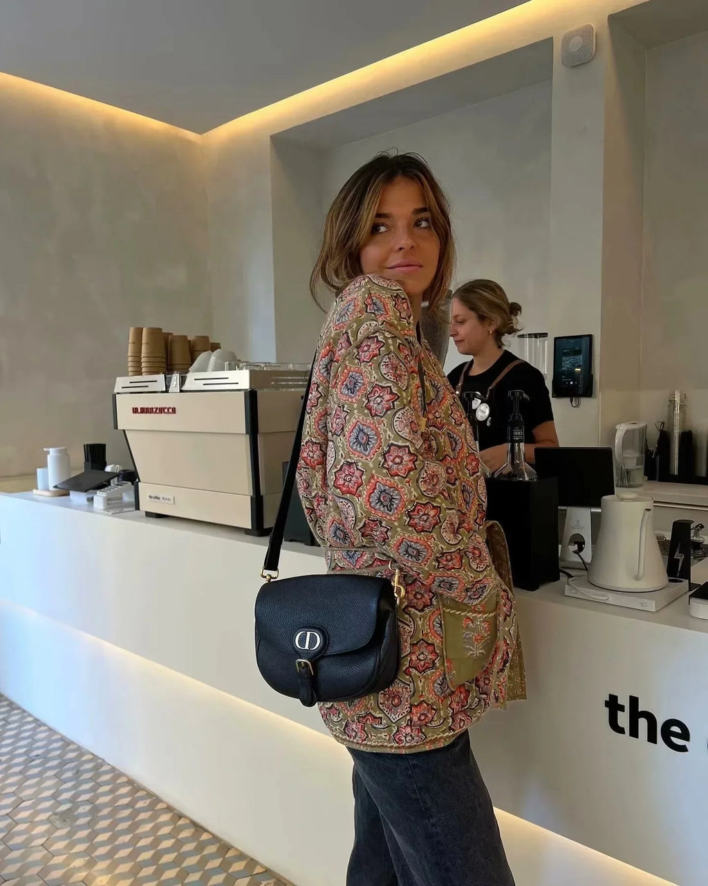 Veste matelassée imprimée femme Kazahana - détail de la coupe ouverte
