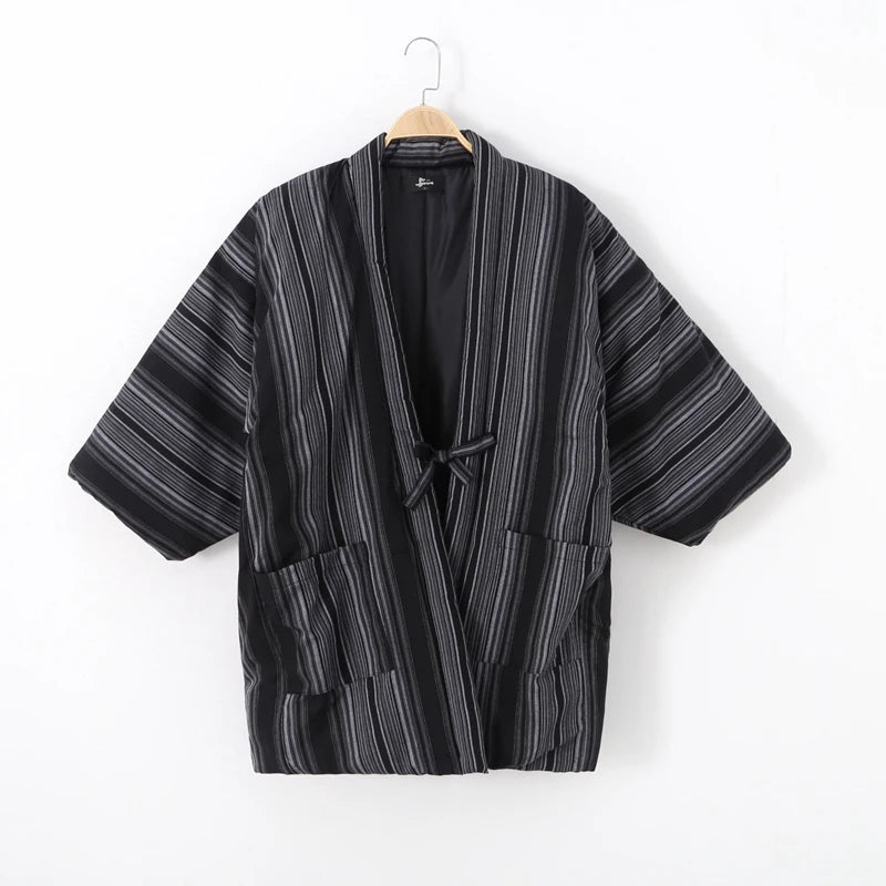 Hanten matelasse femme Musubi gris raye - photo fournisseur