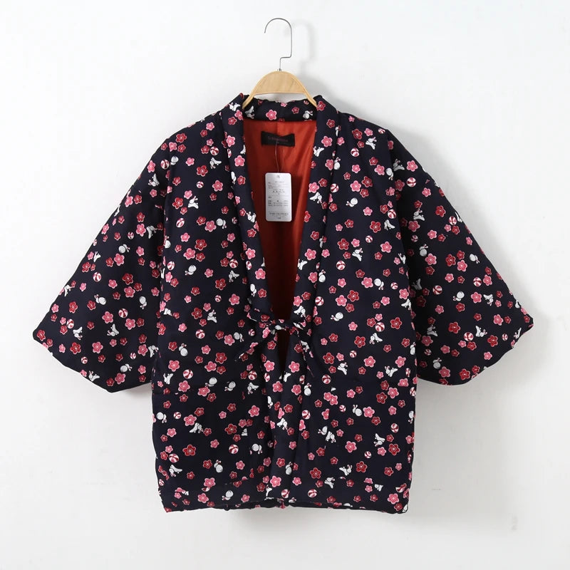 Hanten matelassé femme Sabi noir floral - vue produit sur fond blanc