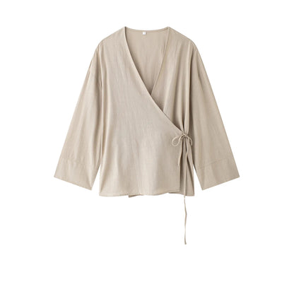 Ensemble kimono femme fluide avec pantalon taille haute à poches