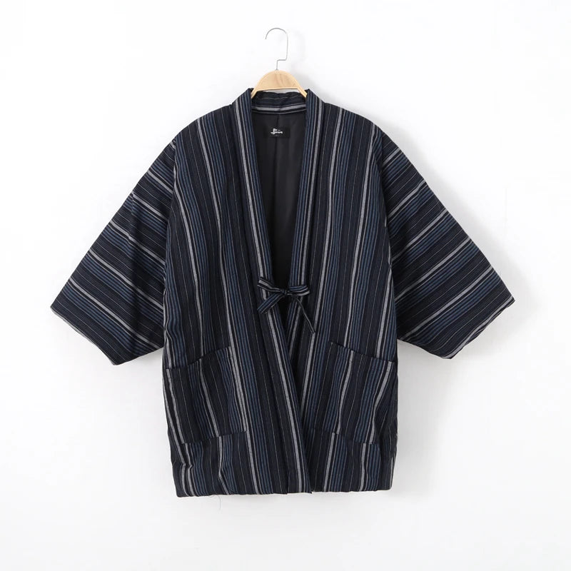 Hanten matelasse femme Musubi bleu marine raye - photo fournisseur