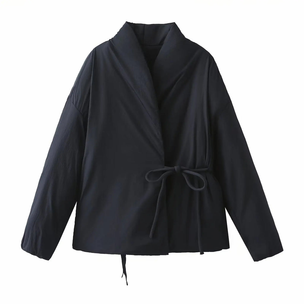 Veste kimono matelassee femme Hoshi noire - photo fournisseur face