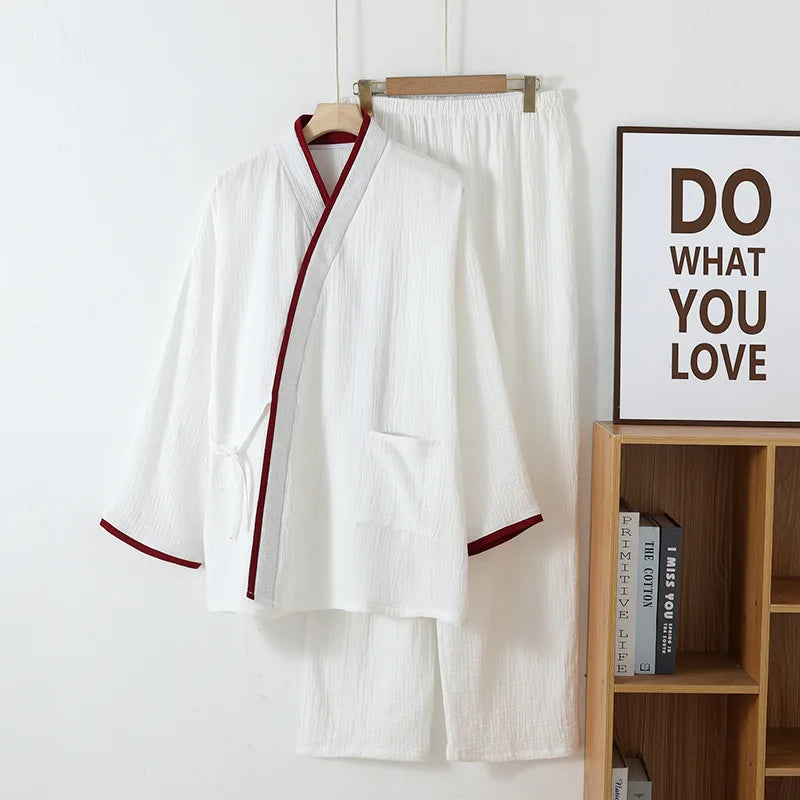 Ensemble pyjama kimono homme Komori blanc - vue fournisseur