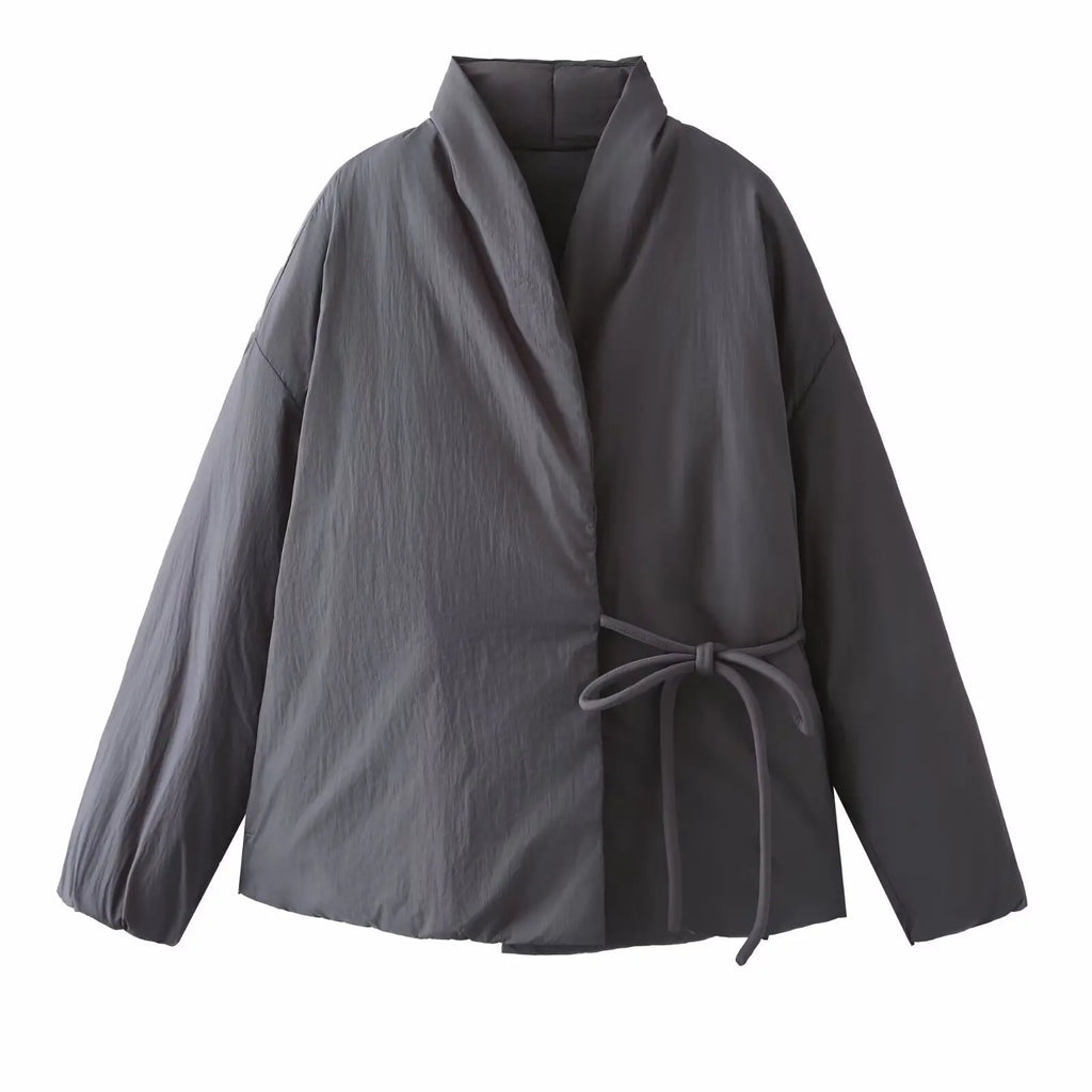 Veste kimono matelassee femme Hoshi grise - photo fournisseur face