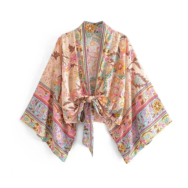 Kimono court cache-coeur femme Ayame beige - photo fournisseur