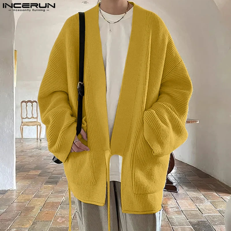 Veste kimono tricotée homme Shizuku jaune détail de face