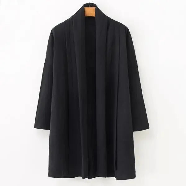 Veste haori longue homme Azami noire - vue produit de face