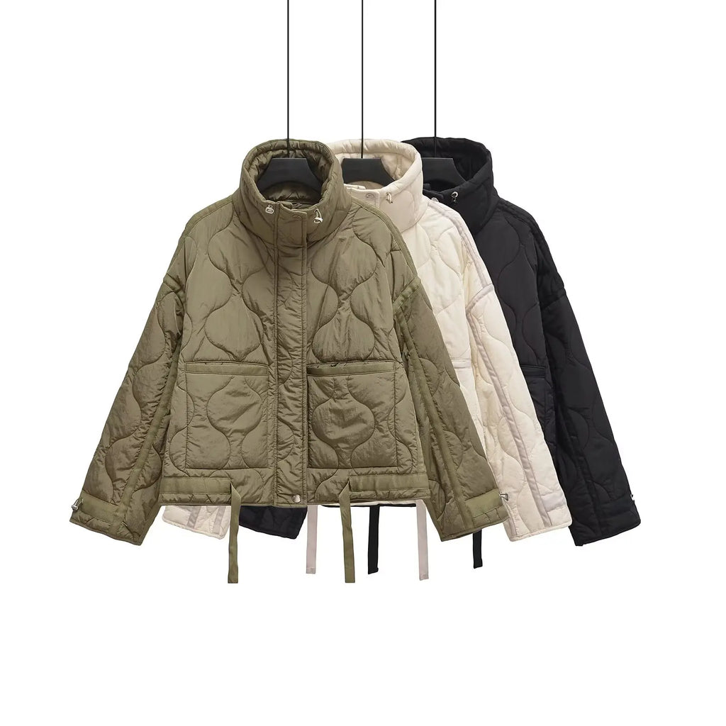 Veste matelassée courte femme Himawari - coloris noir, blanc cassé et kaki