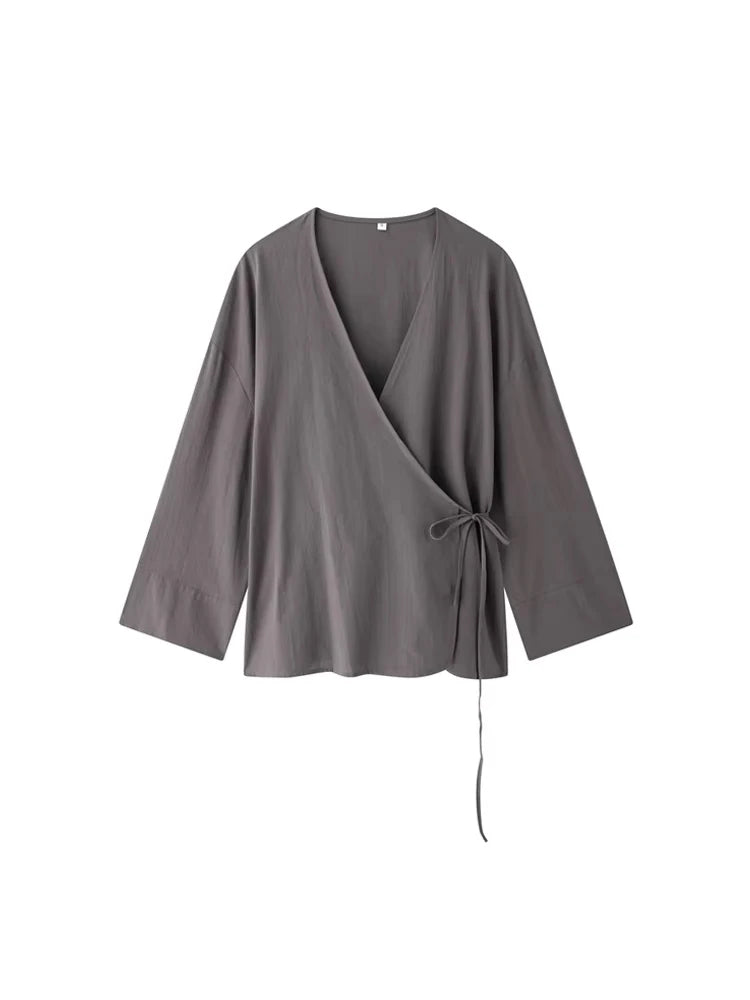 Ensemble kimono femme fluide avec pantalon taille haute à poches