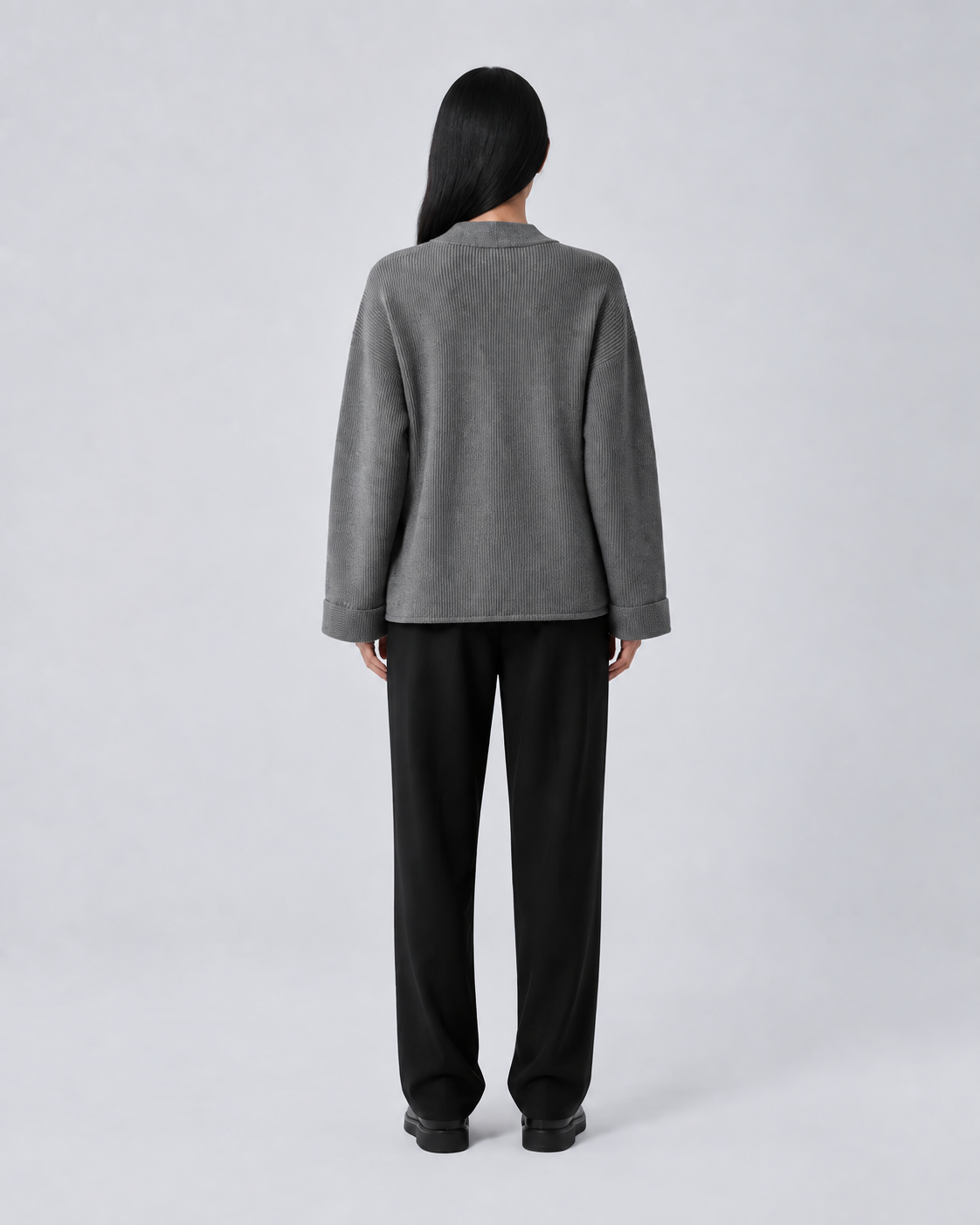 Cardigan kimono femme Akari gris - vue de dos
