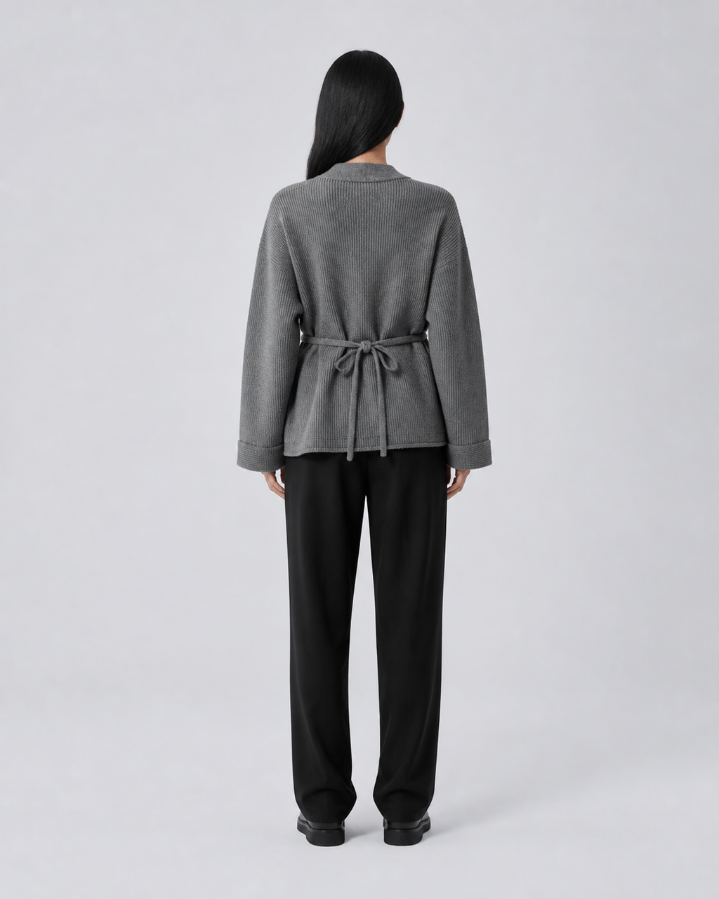 Cardigan kimono femme Akari gris - vue de dos