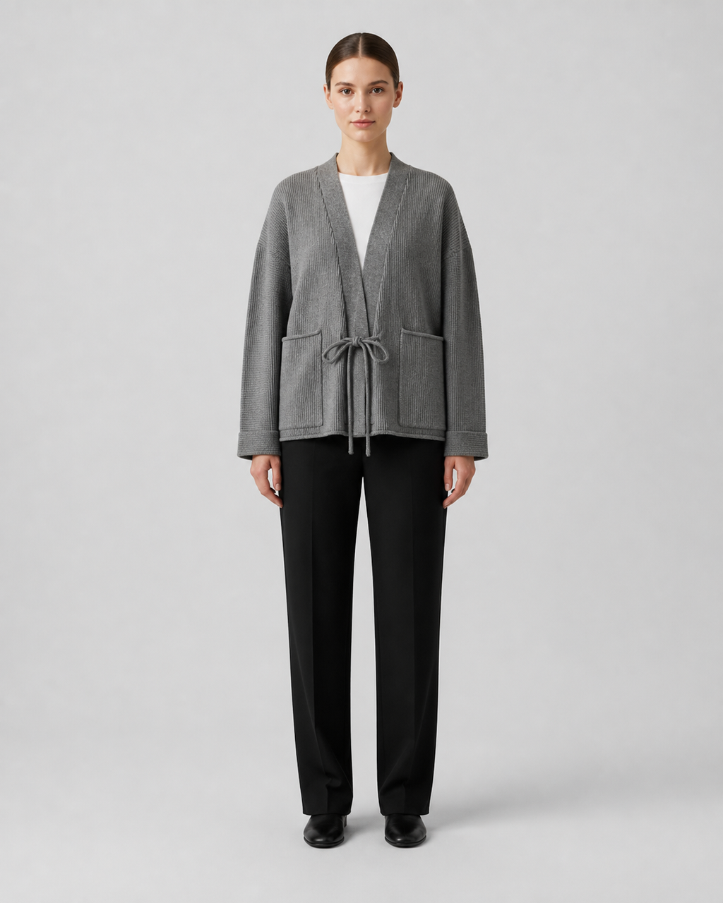 Cardigan kimono femme Akari gris - vue de face
