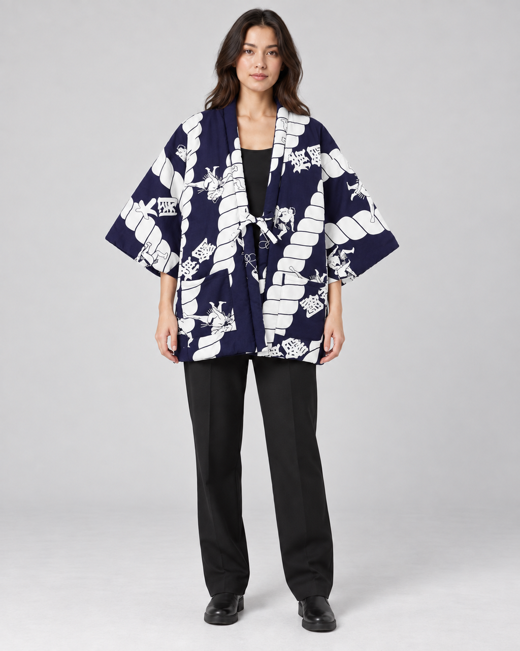 Hanten matelassé femme Nawa bleu marine - vue de face