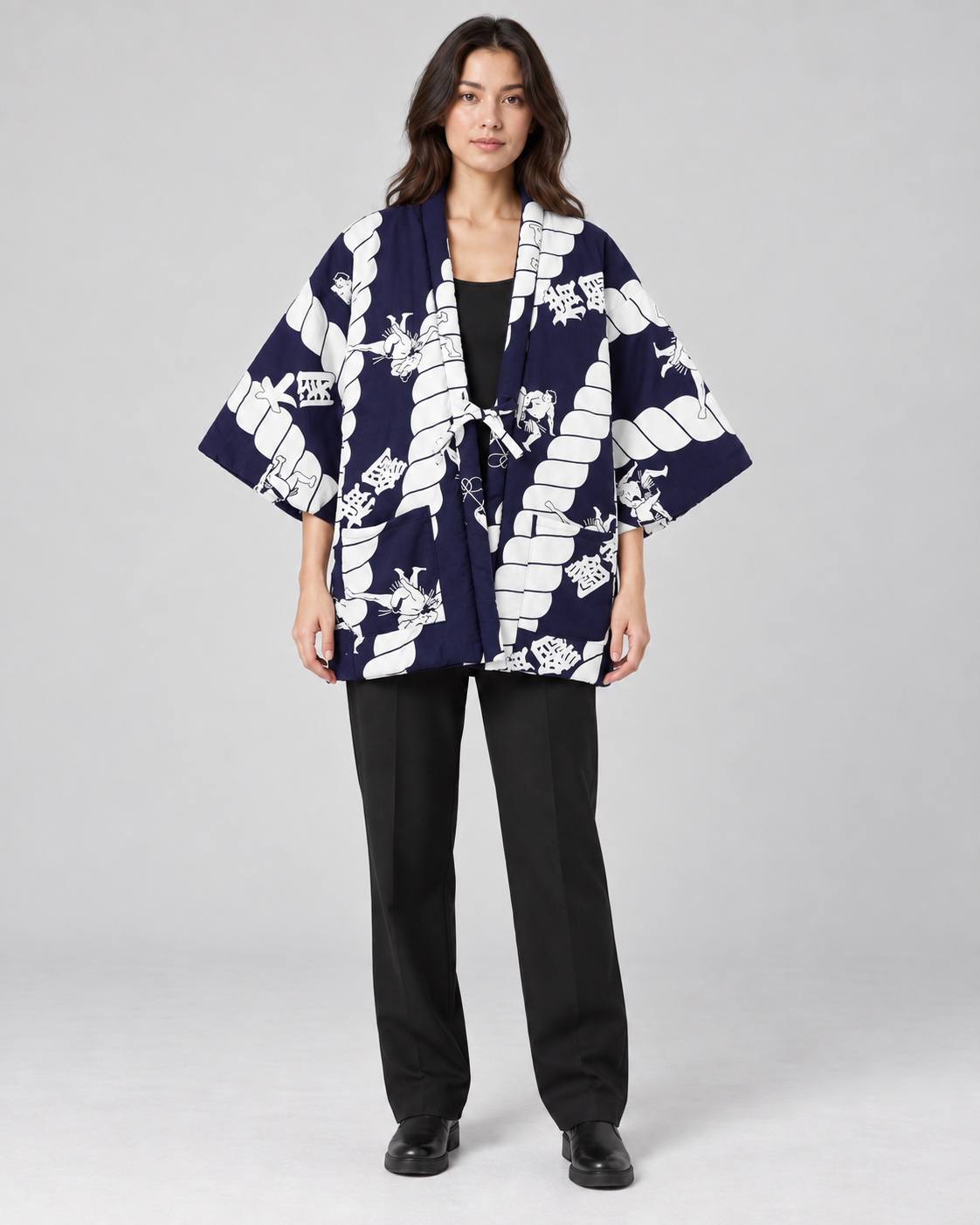 Hanten matelassé femme Nawa bleu marine - vue de face