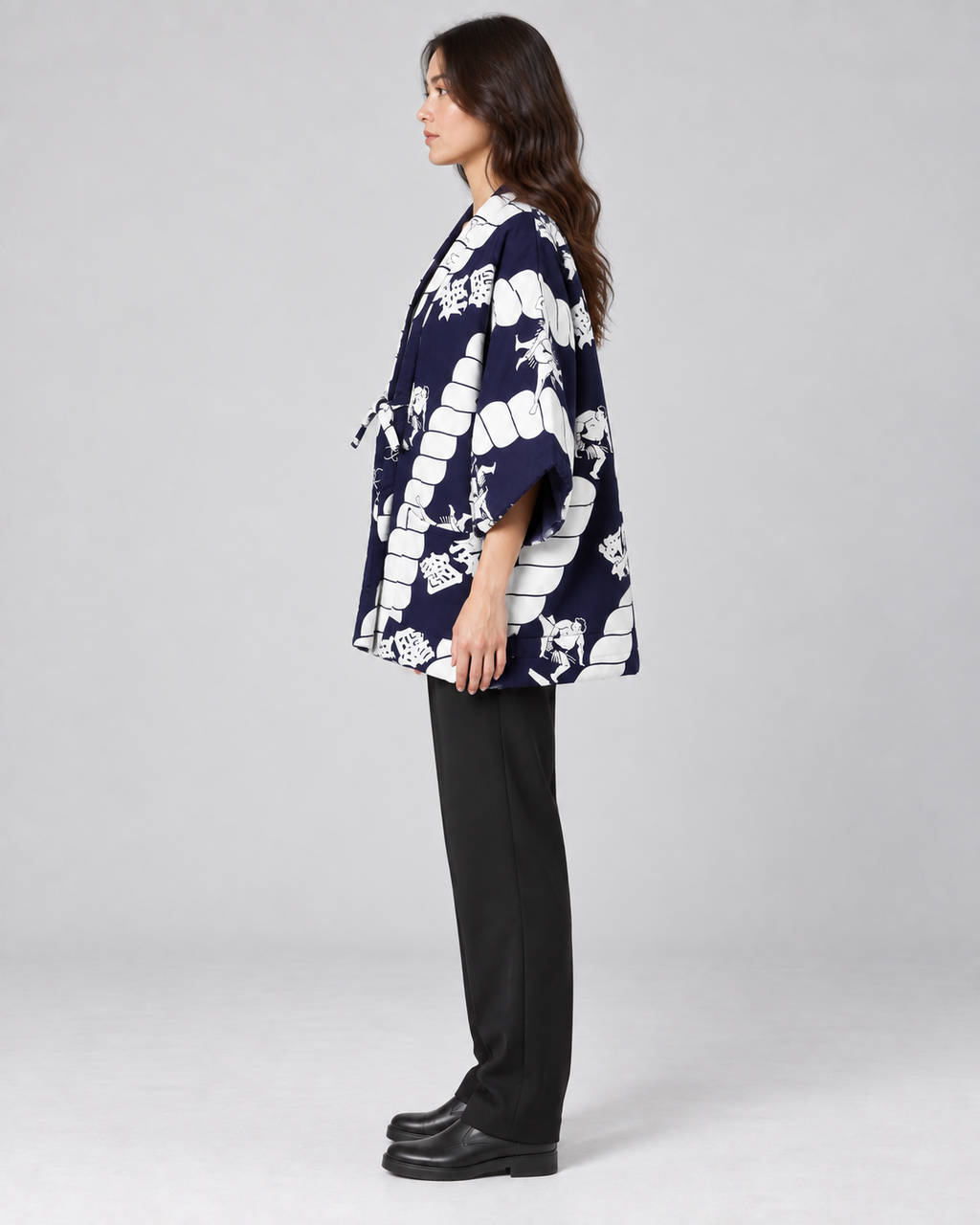 Hanten matelassé femme Nawa bleu marine - vue de profil