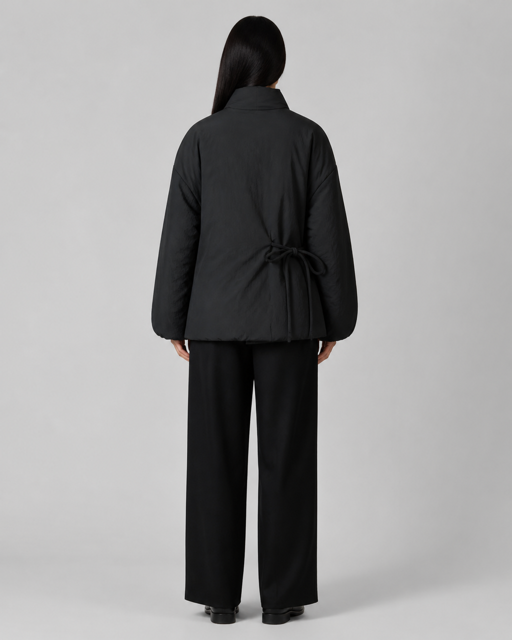 Veste kimono matelassee femme Hoshi noire - vue de dos