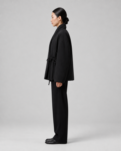 Veste kimono matelassee femme Hoshi noire - vue de profil