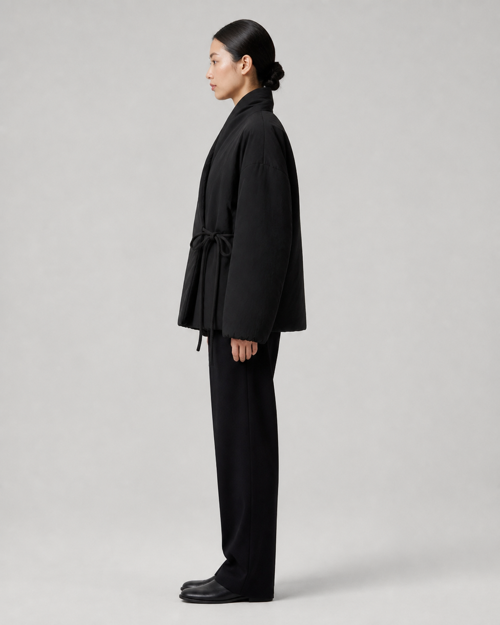 Veste kimono matelassee femme Hoshi noire - vue de profil