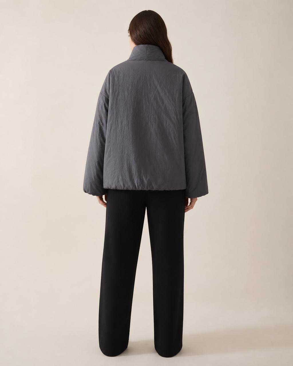 Veste kimono matelassee femme Hoshi grise - vue de dos