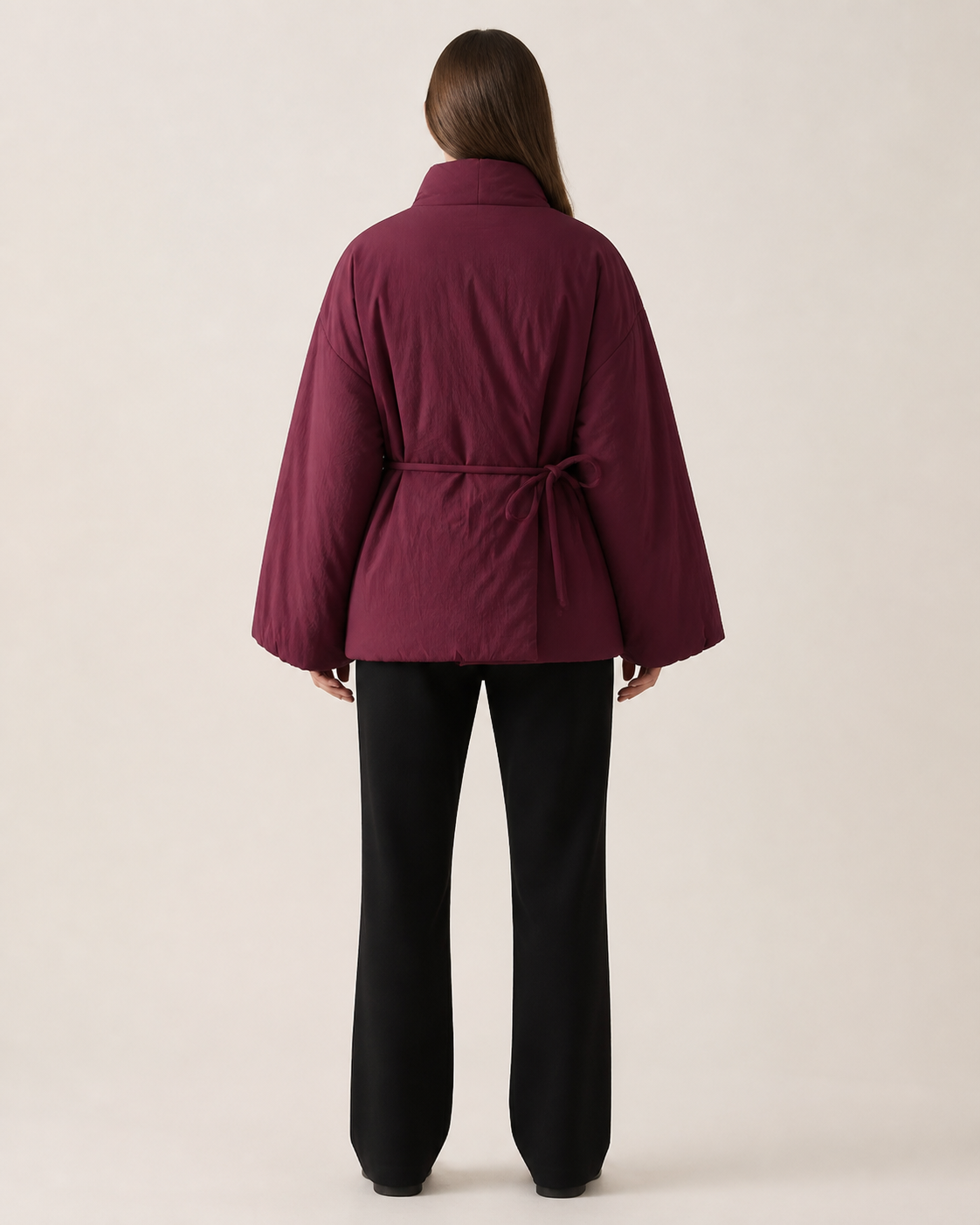 Veste kimono matelassee femme Hoshi rouge - vue de dos