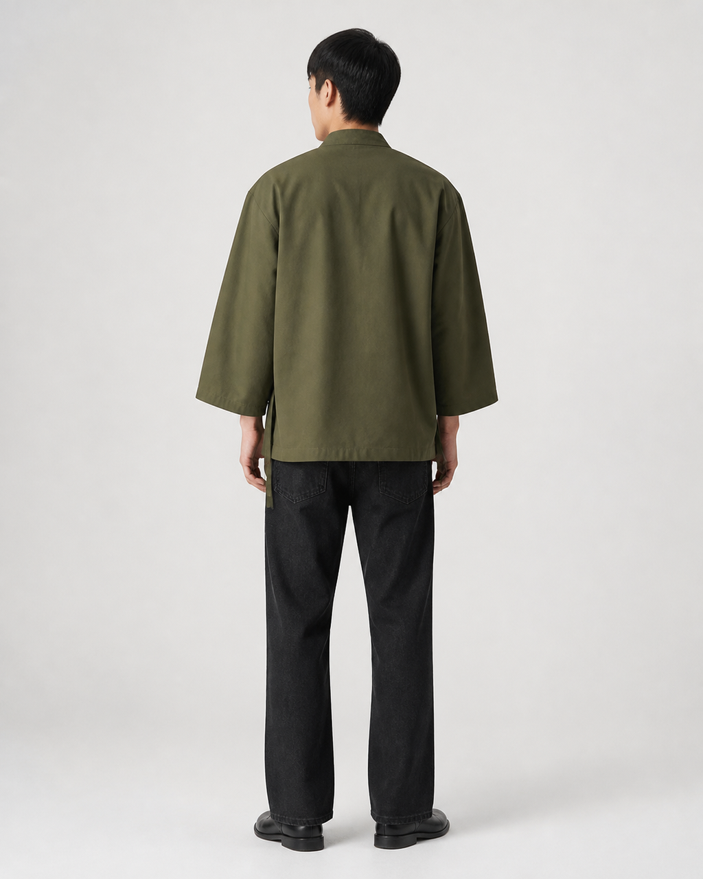 Veste kimono homme Hoshizora vert kaki vue de dos