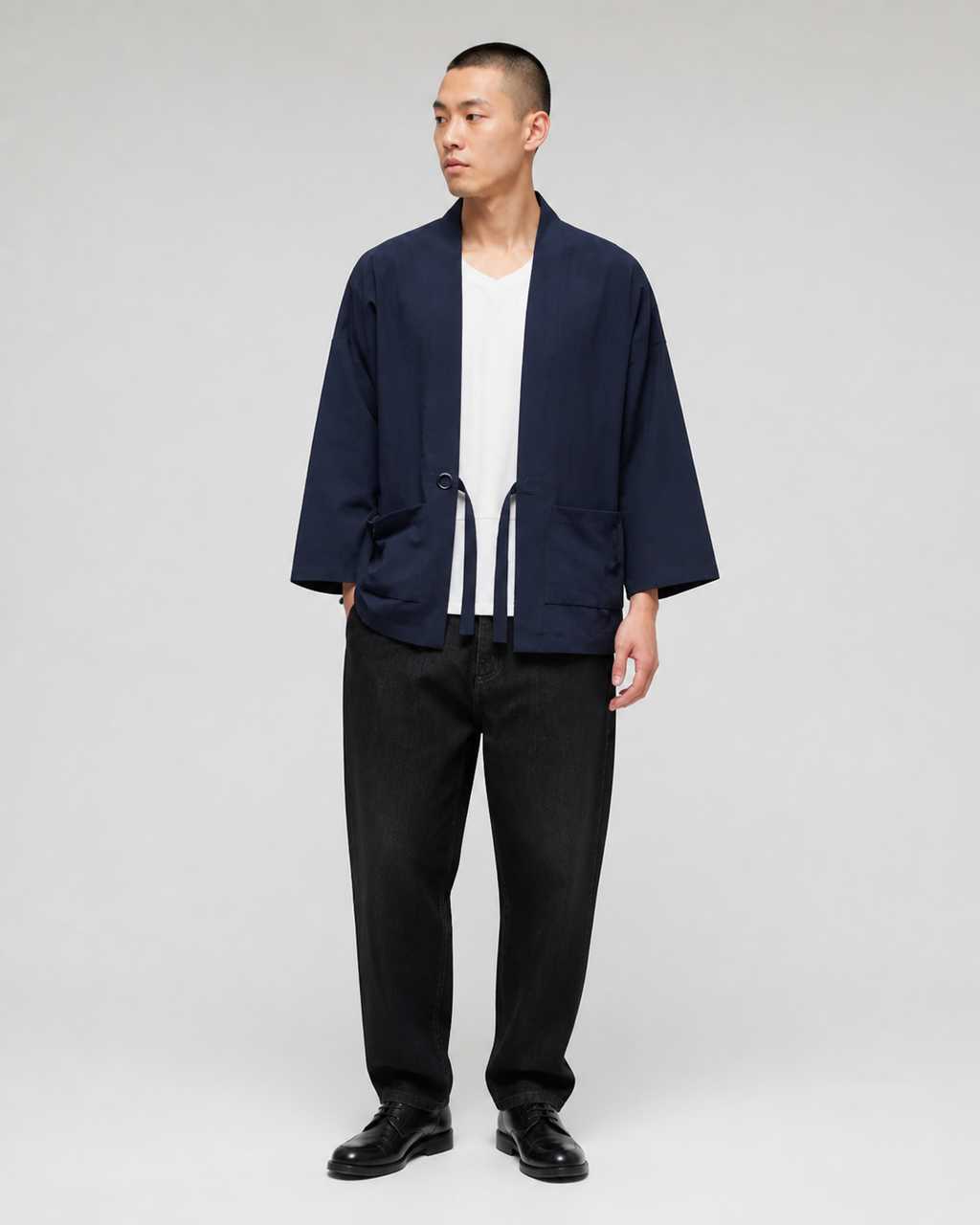 Veste kimono homme Hoshizora bleu marine vue de face