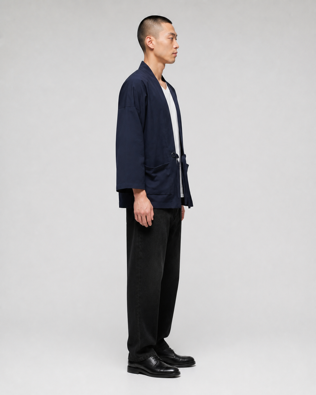 Veste kimono homme Hoshizora bleu marine vue de profil