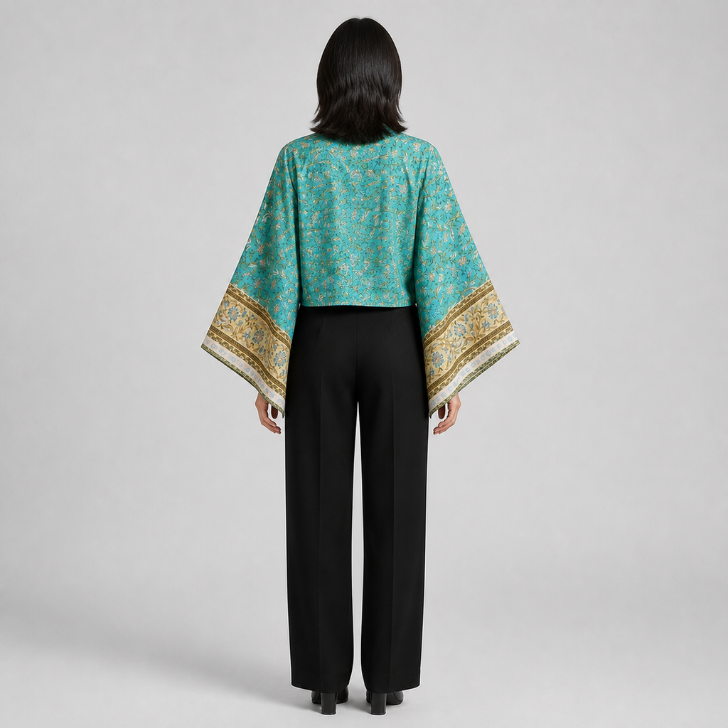 Kimono court cache-cœur femme Kaito vue de dos