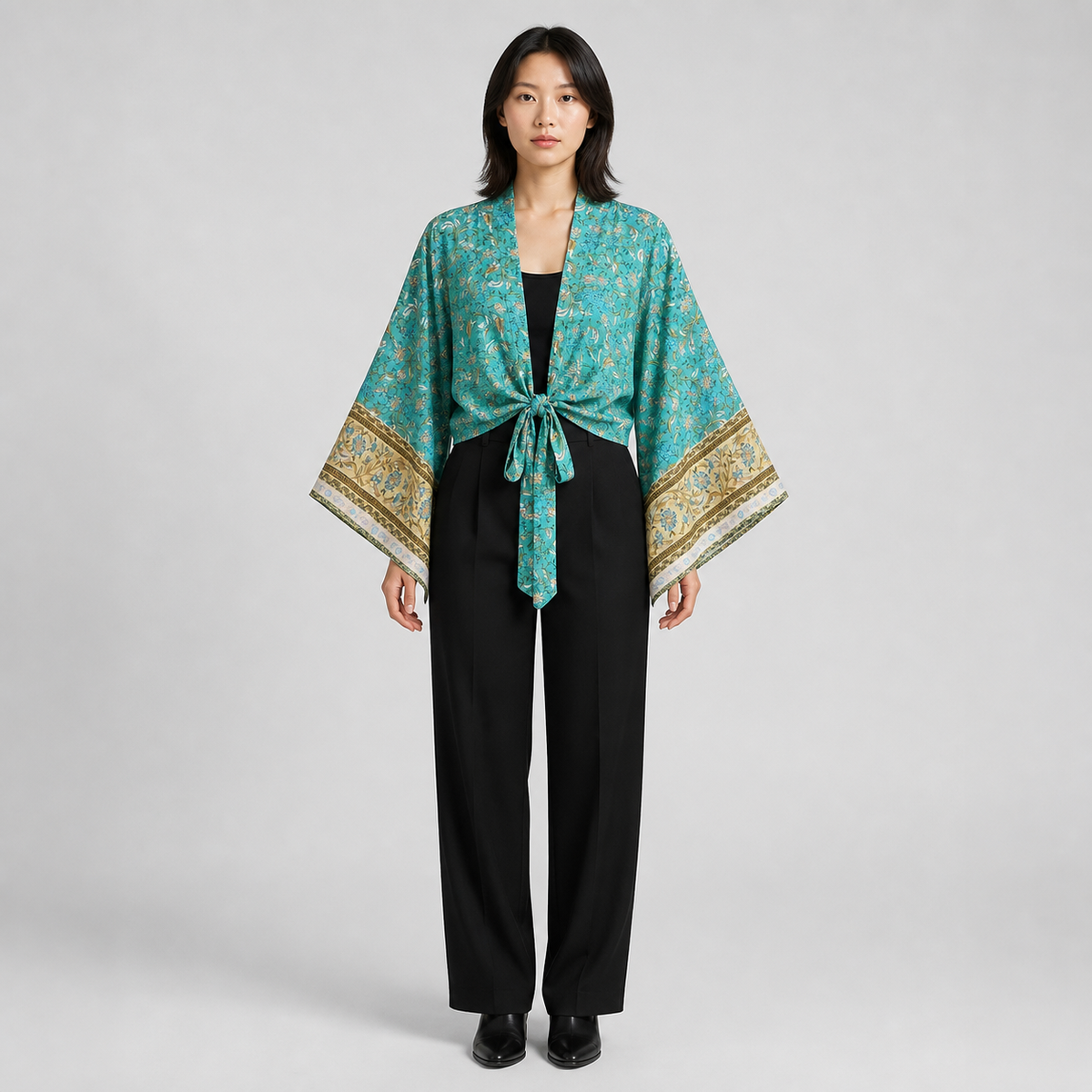 Kimono court cache-cœur femme Kaito vue de face