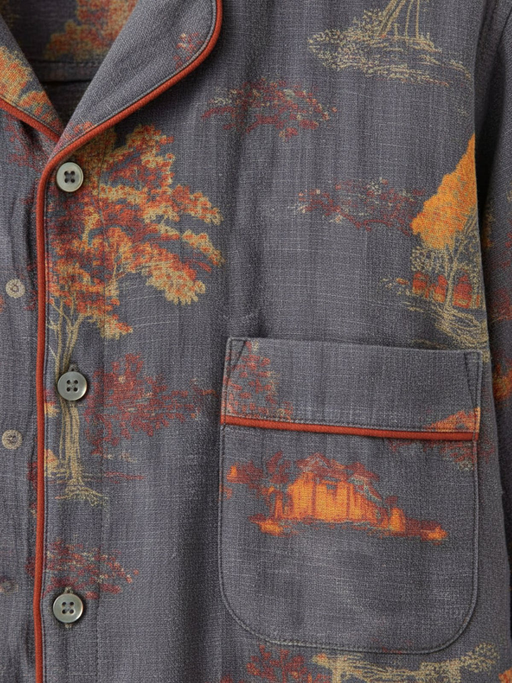Ensemble kimono pyjama homme Sayo bleu - detail du tissu