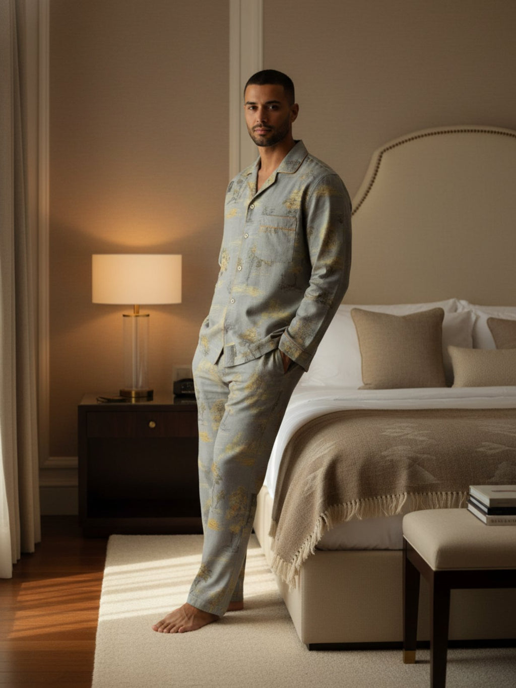 Ensemble kimono pyjama homme Sayo gris - mise en situation