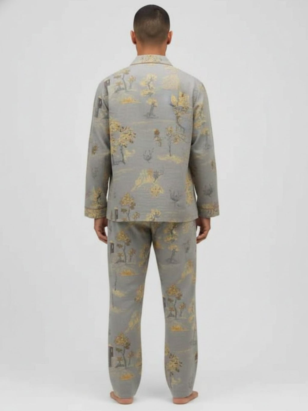 Ensemble kimono pyjama homme Sayo gris - vue de dos