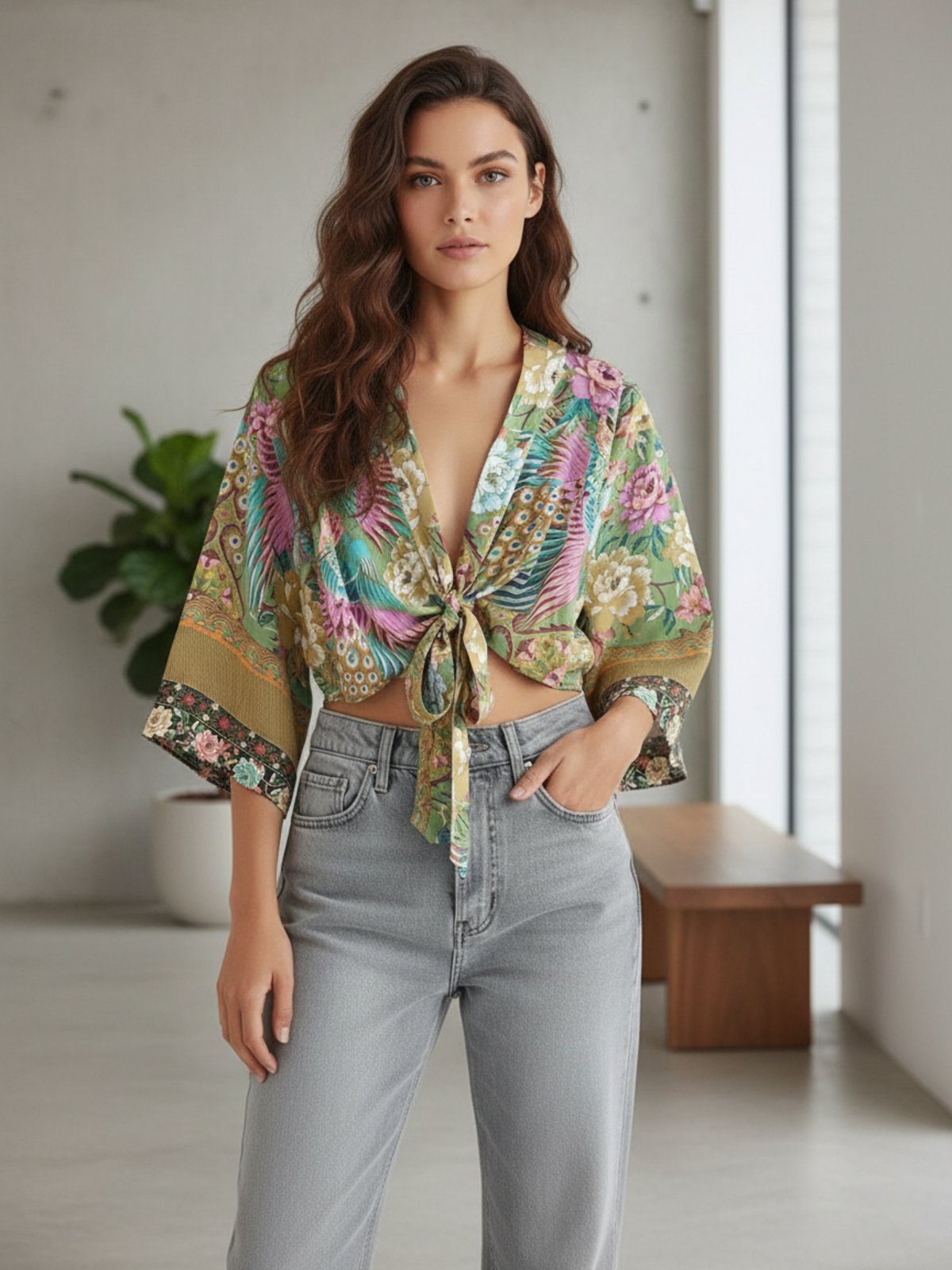 Kimono court cache-cœur | Miyabi