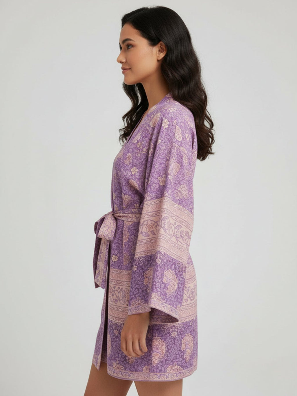 Kimono court femme Sumire violet - vue de profil